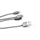 Töltő és adatkábel 3in1 2xLightning/Micro-USB csatlakozóval 2A 1.5 méter Usams U-Share szürke