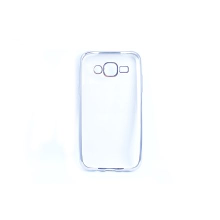 Átlátszó TPU telefontok Samsung Galaxy J5 J500F fényes krómhatású szélekkel ezüst