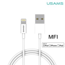   Töltő és adatkábel Lightning csatlakozóval 2.1A 1.2 méter Usams U-Fans SJ144 MFI fehér