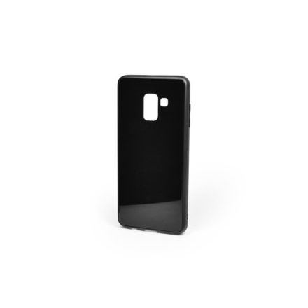 Szilikontok Samsung Galaxy A8 (2018) A530 üveges hátlappal fekete