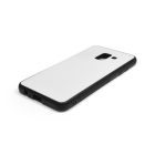 Samsung A8 2018 üveges hátlú szilikon tok fehér