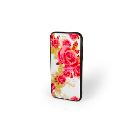 Üveges hátlappal rendelkezó telefontok nagy rózsa mintával iPhone 6/6S