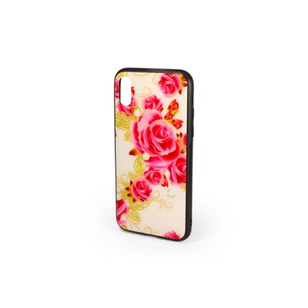 Üveges hátlappal rendelkezó telefontok nagy rózsa mintával iPhone X/XS