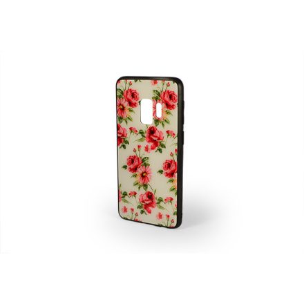 Üveges hátlappal rendelkezó telefontok rózsa mintával Samsung Galaxy S9 G960