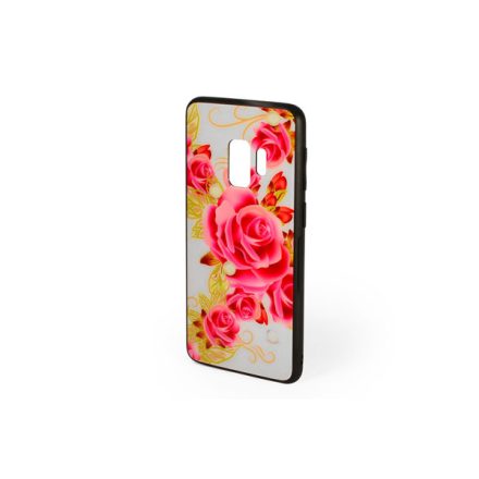 Üveges hátlappal rendelkezó telefontok nagy rózsa mintával Samsung Galaxy S9 G960