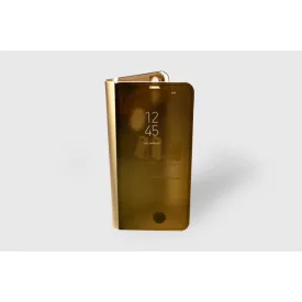 Oldalra nyíló tok iPhone X/XS átlátszó view arany