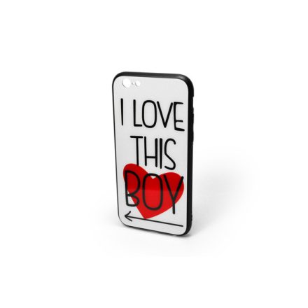 Telefontok üveges hátlappal szivecskés mintával iPhone 6/6S I Love This Boy