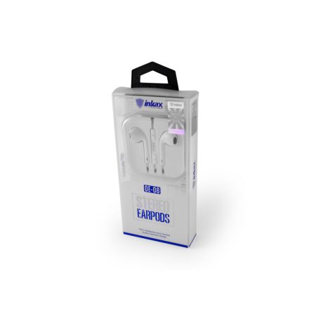 Vezetékes fülhallgató, headset 3,5 mm-es Jack csatlakozóval Inkax OE-08 fehér