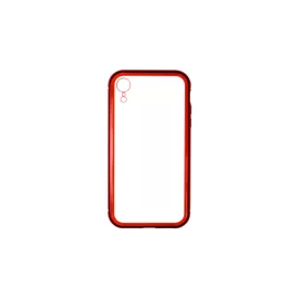   Mágneses abszorpciós átlátszó tok iPhone XR Luxury piros kerettel