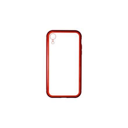 Mágneses abszorpciós átlátszó tok iPhone XR Luxury piros kerettel