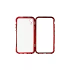 Mágneses abszorpciós átlátszó tok iPhone XR Luxury piros kerettel