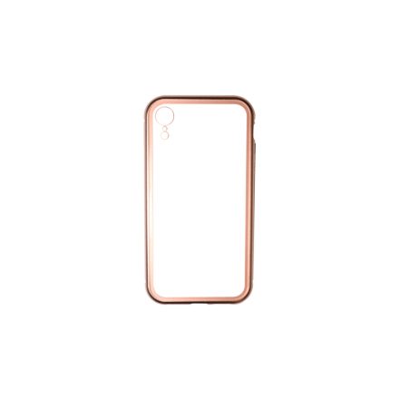 Luxury iPhone XR Mágneses Abszorpciós Tok Rose Gold-Clear