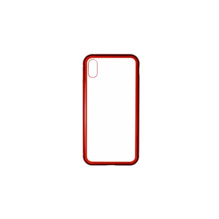 Luxury iPhone XS Max Mágneses Abszorpciós Tok Piros-Clear