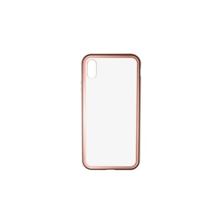 Mágneses abszorpciós átlátszó tok iPhone XS Max Luxury rose gold kerettel