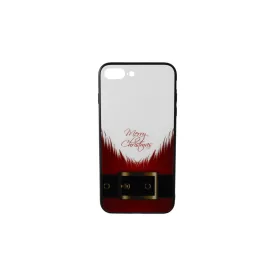   Üveges hátlappal rendelkezó telefontok mikulás szakáll mintával (Karácsonyi) iPhone 7 Plus/8 Plus piros