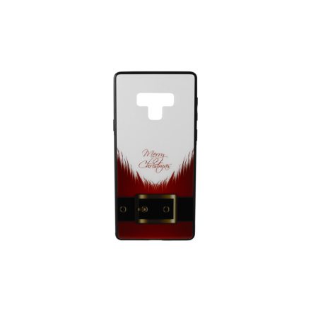 Üveges hátlappal rendelkezó telefontok mikulás szakáll mintával (Karácsonyi) Samsung Galaxy Note 9 N960 piros