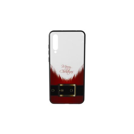 Üveges hátlappal rendelkezó telefontok mikulás szakáll mintával (Karácsonyi) Huawei P20 Plus piros