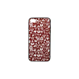   Üveges hátlappal rendelkezó telefontok apró karácsonyi mintával iPhone 7 Plus/8 Plus piros-fehér
