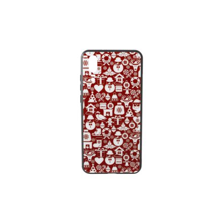 Üveges hátlappal rendelkezó telefontok apró karácsonyi mintával Huawei P20 piros-fehér