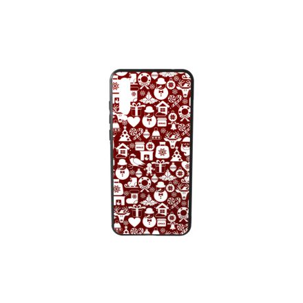 Üveges hátlappal rendelkezó telefontok apró karácsonyi mintával Huawei P20 Plus piros-fehér