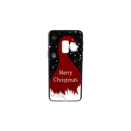 Üveges hátlappal rendelkezó telefontok karácsonyi Mikulás sapka mintával Samsung Galaxy S9 G960 piros