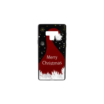 Üveges hátlappal rendelkezó telefontok karácsonyi Mikulás sapka mintával Samsung Galaxy Note 9 N960 piros