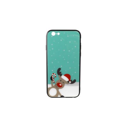 Üveges hátlappal rendelkezó telefontok karácsonyi mintával Rudolf rénszarvas iPhone 6/6S