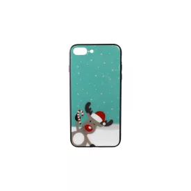   Üveges hátlappal rendelkezó telefontok karácsonyi mintával Rudolf rénszarvas iPhone 7 Plus/8 Plus