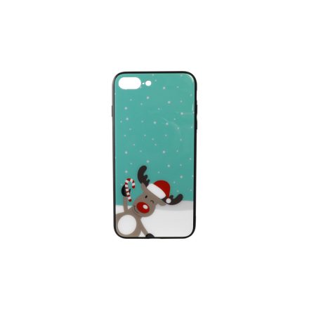 Üveges hátlappal rendelkezó telefontok karácsonyi mintával Rudolf rénszarvas iPhone 7 Plus/8 Plus