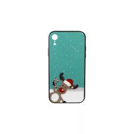   Üveges hátlappal rendelkezó telefontok karácsonyi mintával Rudolf rénszarvas iPhone XR