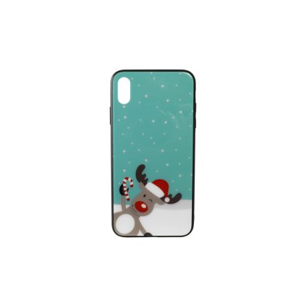 Üveges hátlappal rendelkezó telefontok karácsonyi mintával Rudolf rénszarvas iPhone XS Max
