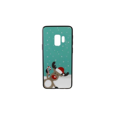 Üveges hátlappal rendelkezó telefontok karácsonyi mintával Rudolf rénszarvas Samsung S9 G960