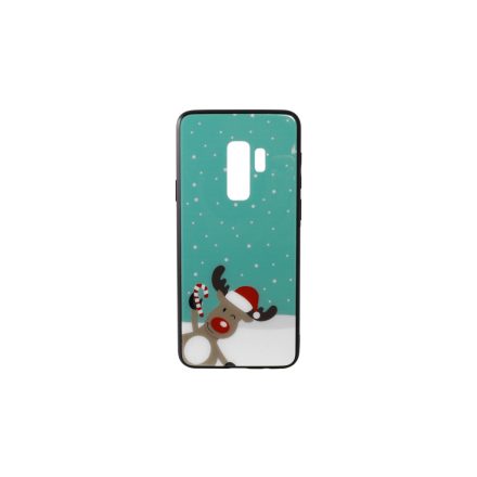 Üveges hátlappal rendelkezó telefontok karácsonyi mintával Rudolf rénszarvas Samsung S9 Plus G965