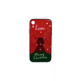   Üveges hátlappal rendelkezó telefontok karácsonyi mintával Love Rudolf rénszarvas iPhone XR piros