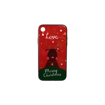 Üveges hátlappal rendelkezó telefontok karácsonyi mintával Love Rudolf rénszarvas iPhone XR piros