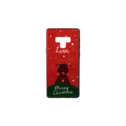 Üveges hátlappal rendelkezó telefontok karácsonyi mintával Love Rudolf rénszarvas Samsung Note 9 N960 piros