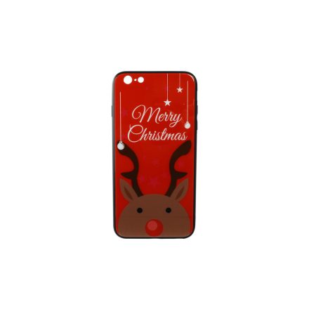 Üveges hátlappal rendelkezó telefontok karácsonyi mintával Merry Rudolf rénszarvas iPhone 6 Plus/6S Plus piros
