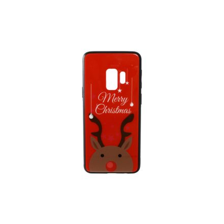 Üveges hátlappal rendelkezó telefontok karácsonyi mintával Merry Rudolf rénszarvas Samsung S9 G960 piros