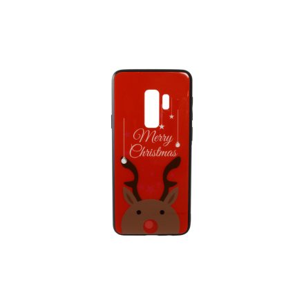 Üveges hátlappal rendelkezó telefontok karácsonyi mintával Merry Rudolf rénszarvas Samsung S9 Plus G965 piros