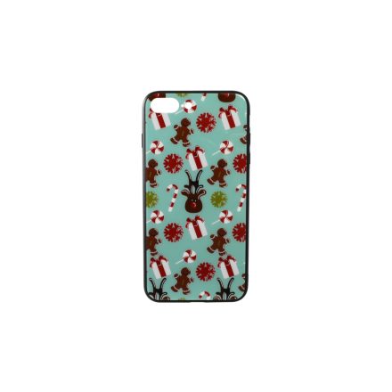 Üveges hátlappal rendelkezó telefontok karácsonyi mintával mézeskalács díszek iPhone 7 Plus/8 Plus