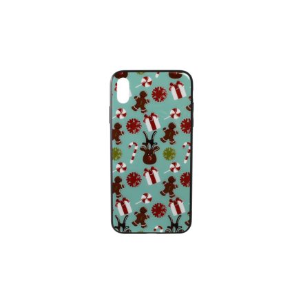 Üveges hátlappal rendelkezó telefontok karácsonyi mintával mézeskalács díszek iPhone XS Max