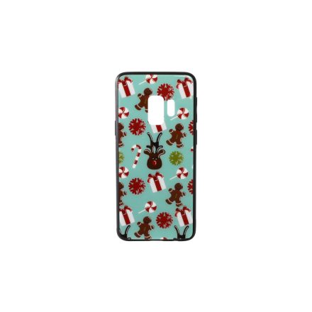 Üveges hátlappal rendelkezó telefontok karácsonyi mintával mézeskalács díszek Samsung S9 G960