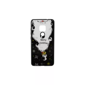   Üveges hátlappal rendelkezó telefontok mikulás szakáll mintával (Karácsonyi) Huawei Mate 20 fekete