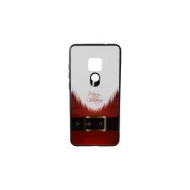   Üveges hátlappal rendelkezó telefontok mikulás szakáll mintával (Karácsonyi) Huawei Mate 20 piros