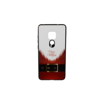 Üveges hátlappal rendelkezó telefontok mikulás szakáll mintával (Karácsonyi) Huawei Mate 20 piros