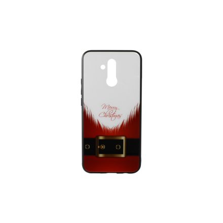 Üveges hátlappal rendelkezó telefontok mikulás szakáll mintával (Karácsonyi) Huawei Mate 20 Lite piros