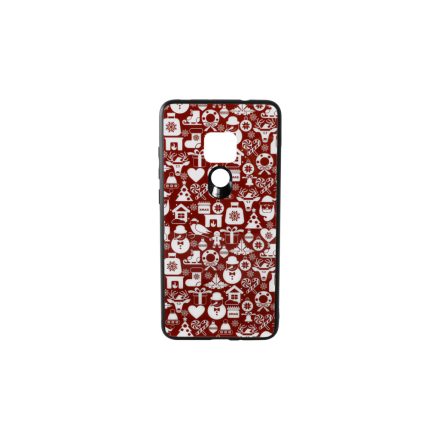 Üveges hátlappal rendelkezó telefontok apró karácsonyi mintával Huawei Mate 20 piros