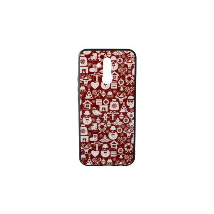 Üveges hátlappal rendelkezó telefontok apró karácsonyi mintával Huawei Mate 20 Lite piros
