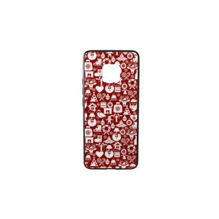 Üveges hátlappal rendelkezó telefontok apró karácsonyi mintával Huawei Mate 20 Pro piros