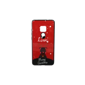   Üveges hátlappal rendelkezó telefontok karácsonyi mintával Love Rudolf rénszarvas Huawei Mate 20 piros